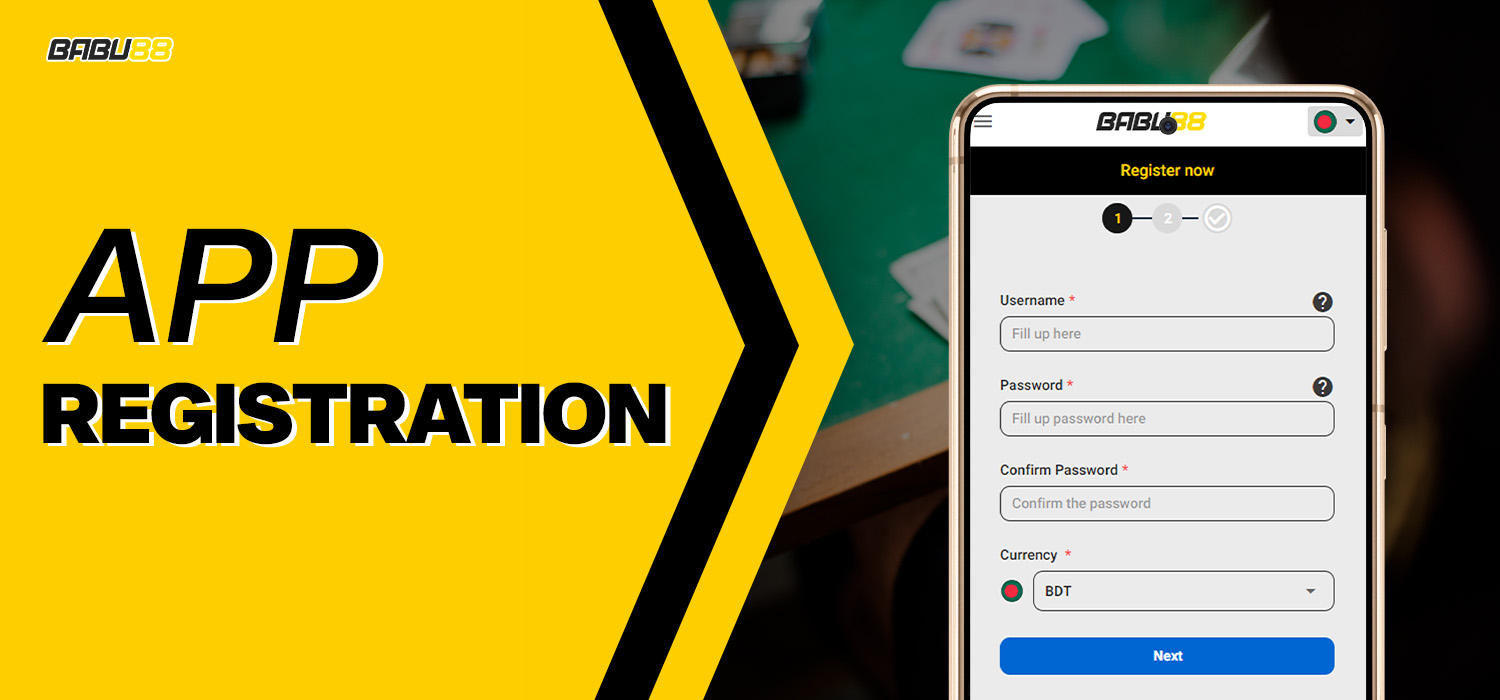 Registration in Babu88 apps