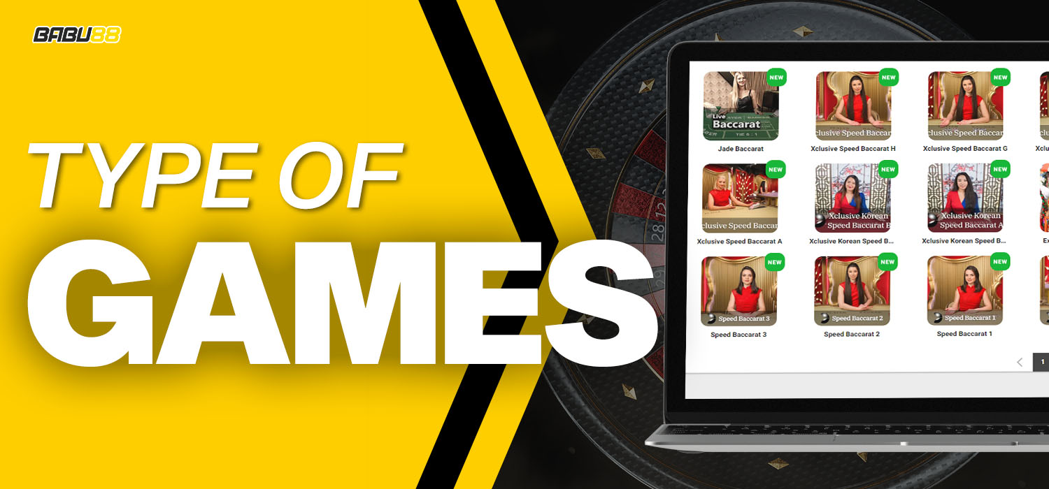 types of live dealer games at babu88